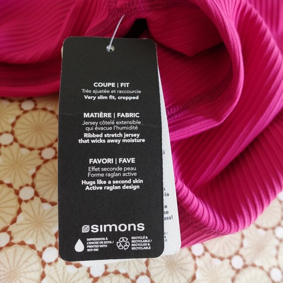 New With Tags Simons Ribbed Cropped Gym Top - Size P/S - Picture 12 of 12